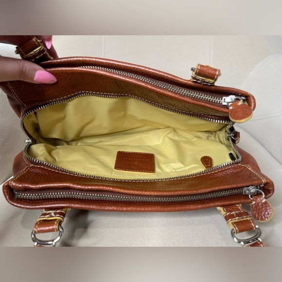 Cole Haan Village Hobo Bag Purse Brown Leather Silver Hardware Multi Compartment - Picture 5 of 10